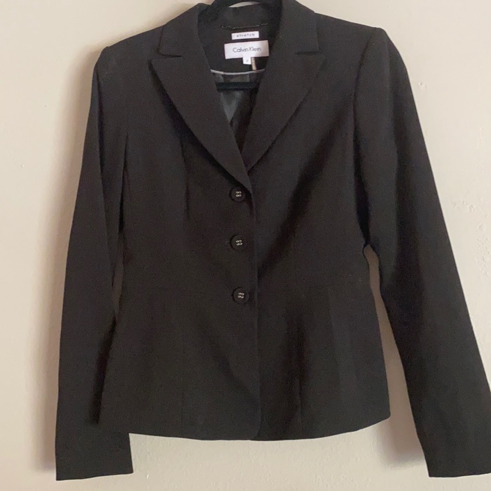 CALVIN KLEIN Stretch Three Button Jacket Size 2